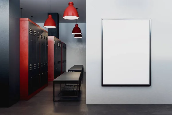 Modern locker room with empty poster