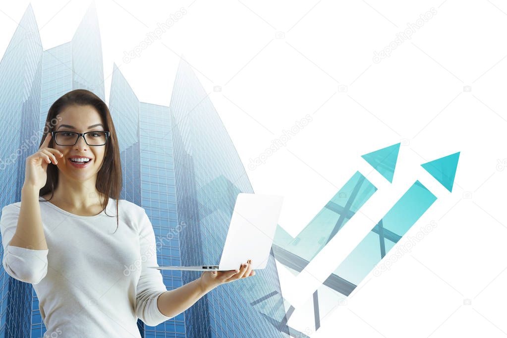 Businesswoman with arrows