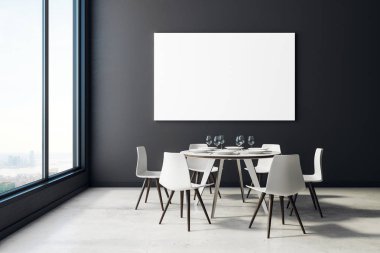 Boş afiş ile yemek odası 