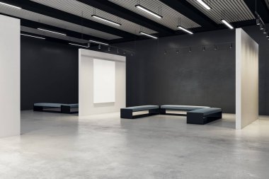 Boş posteri ile modern Sergi Salonu 