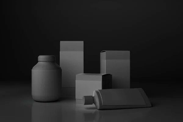 Paquetes grises vacíos —  Fotos de Stock