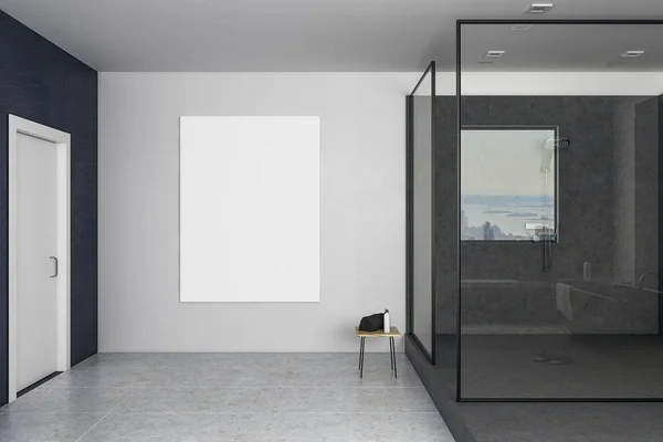 Banheiro contemporâneo com outdoor em branco — Fotografia de Stock