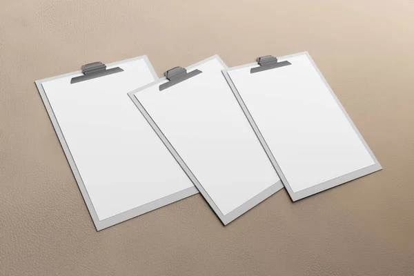Blank clipboard on brown background
