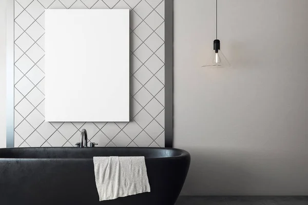 Banheiro contemporâneo com cartaz vazio — Fotografia de Stock