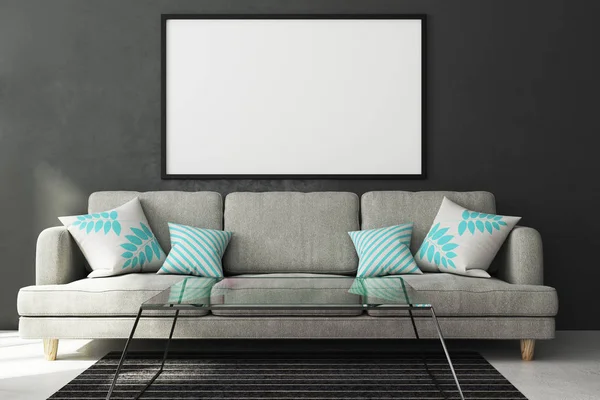 Modern living room with poster — Stock Photo, Image