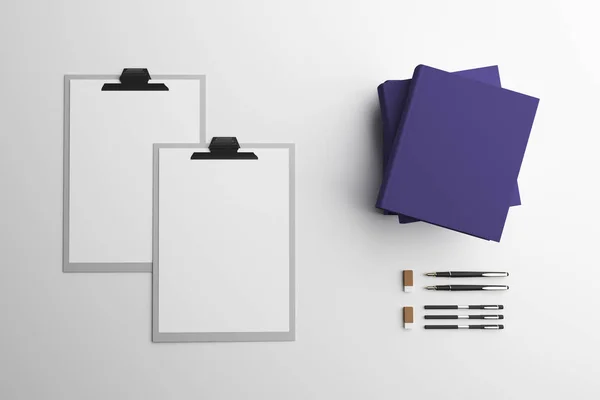 Empty clipboard and supplies — Stock Photo, Image