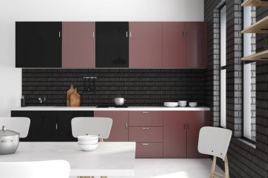 Lüks mutfak iç mimarisi.