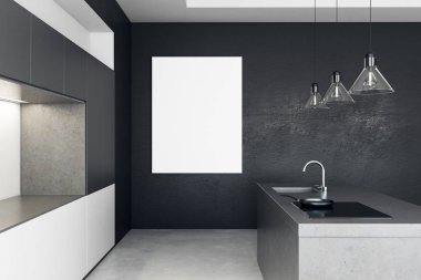 Boş posteri ile çağdaş mutfak