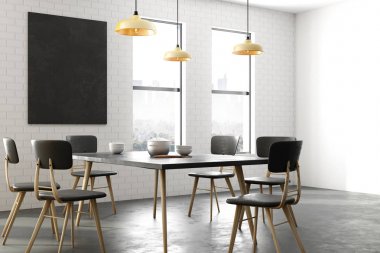 Beyaz yemek odası posteri ile