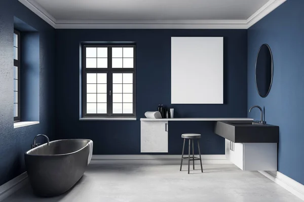 현대 블루 욕실 빈 포스터 — 스톡 사진