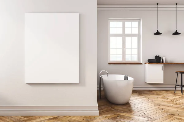 现代混凝土浴室带空白横幅 — 图库照片
