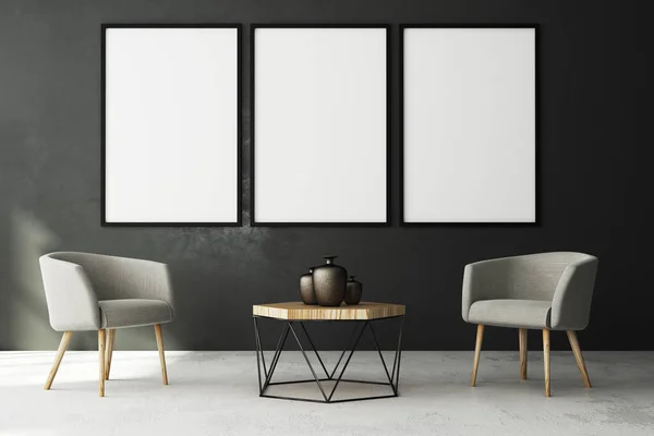 Moderna sala de estar com banner vazio — Fotografia de Stock