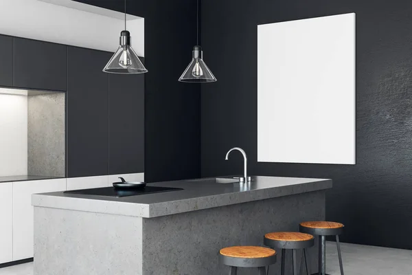 Moderne keuken met lege banner — Stockfoto