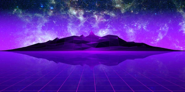 Purple polygonal landscape — Stock Photo, Image