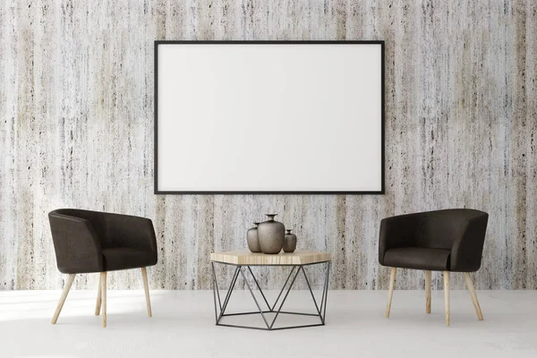 Zeitgenössisches Wohnzimmer mit leerer Plakatwand — Stockfoto