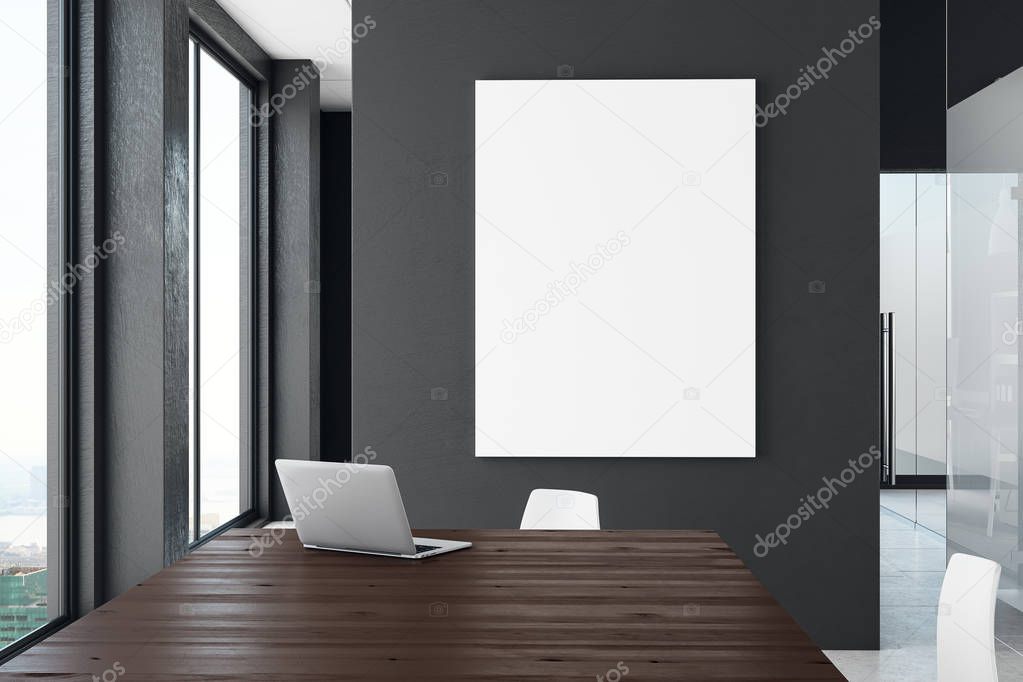 Contemporary office with blank billboard