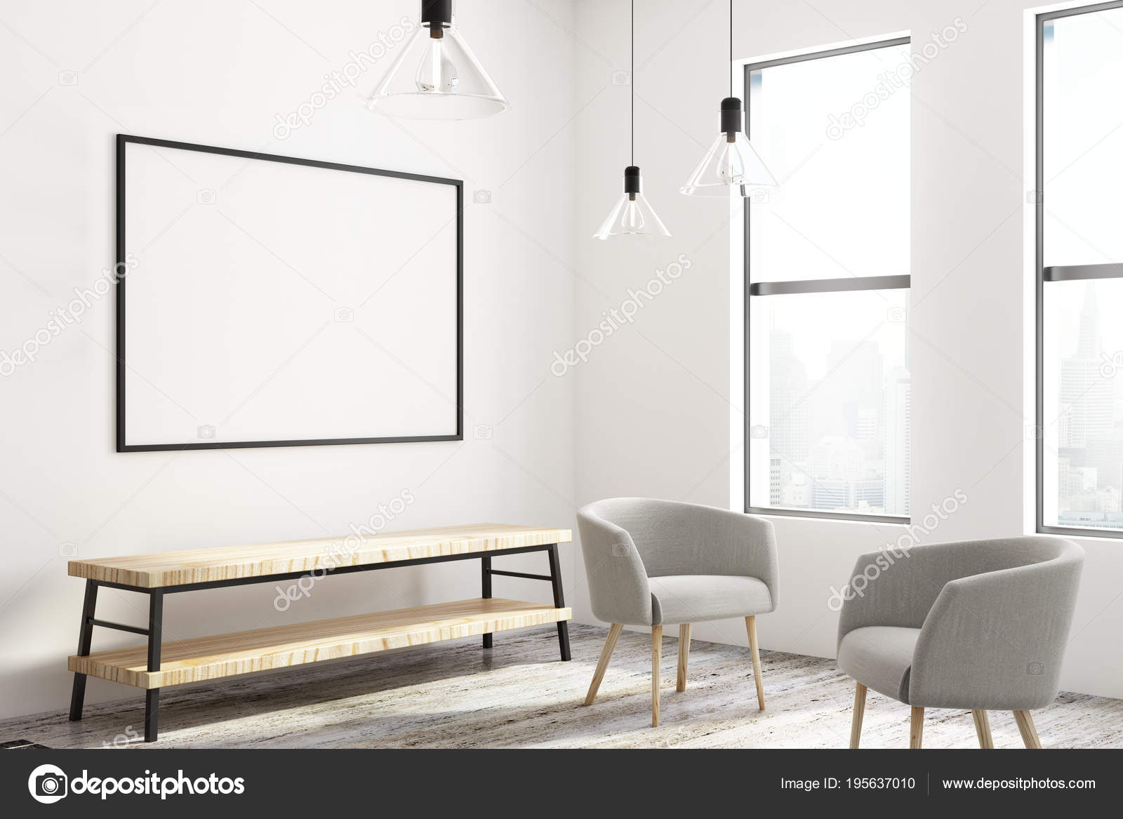 Modern Hallway With Empty Frame Stock Photo C Peshkova 195637010