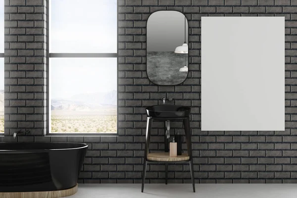 Intérieur de salle de bain moderne avec affiche vide — Photo