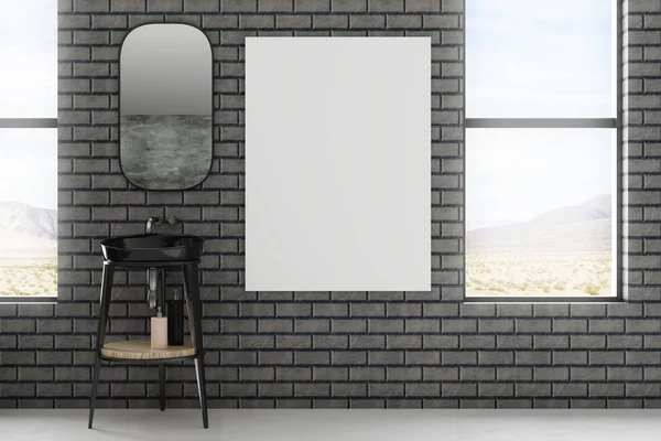 Interior moderno do banheiro com banner vazio — Fotografia de Stock