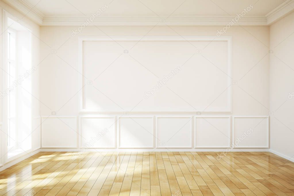 Modern white living-room with billboard