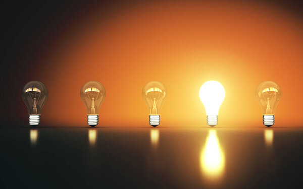 Многие лампы стоят в ряд
