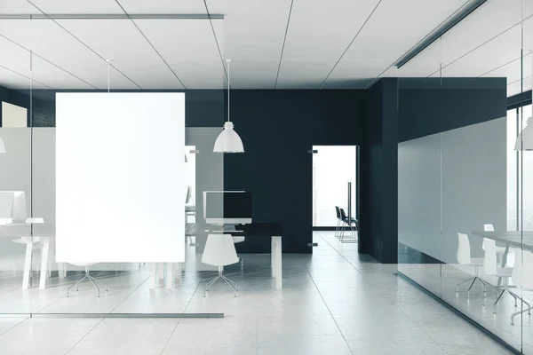 Zeitgenössisches Büro mit leerer Plakatwand — Stockfoto