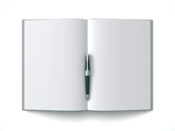 Libro bianco e penna — Foto Stock