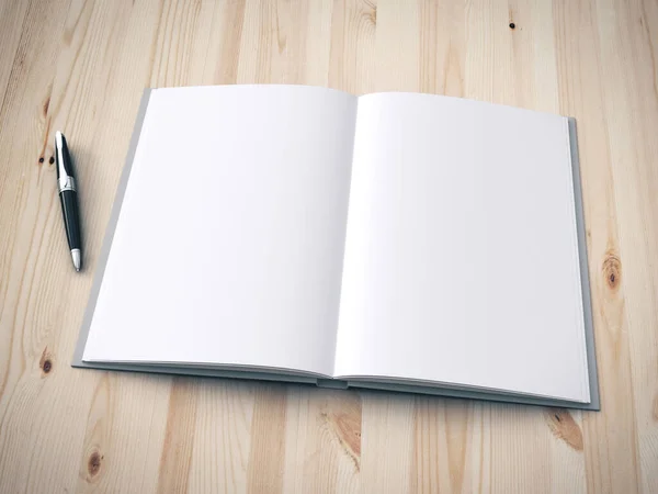 Libro bianco e penna — Foto Stock