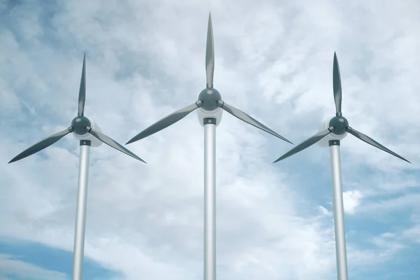 Tre vindkraftverk — Stockfoto