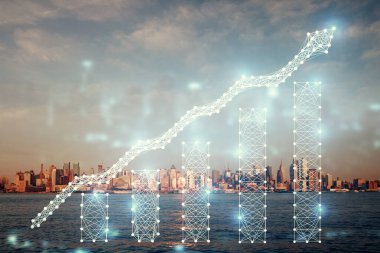 Gökdelenler, duvar kağıtları, çift pozlu eski şehir haritası. Finansal araştırma kavramı.