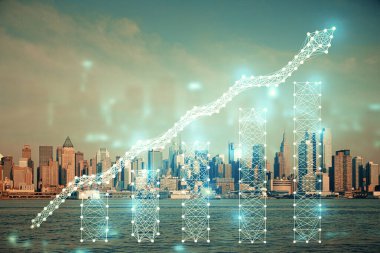 Gökdelenler, duvar kağıtları, çift pozlu eski şehir haritası. Finansal araştırma kavramı.