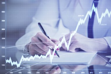 El Forex grafik renk ile notlar yapma çift pozlama. Hisse senedi piyasası konsepti.