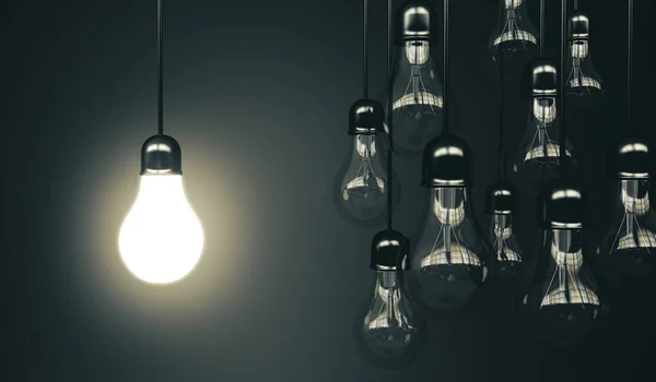Veel lamp opknoping de draad — Stockfoto