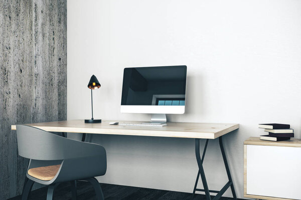 домашний интерьер с рабочим местом
