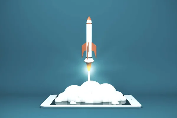 Start up concept with rocket — Stock Photo, Image