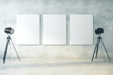 Aydınlatma ekipmanlarıyla beton döşeme