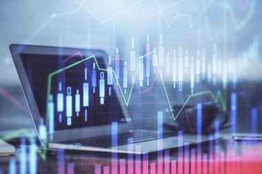 Borsa grafiği ve bilgisayar geçmişi olan tablolar. Çifte maruziyet. Mali analiz kavramı.