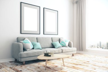 Boş iki pankartıyla oturma odası