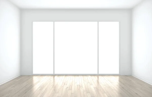 Пустая комната с большим окном — стоковое фото