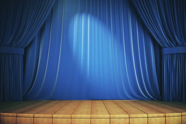 Stage with blue curtains — Stock Photo, Image