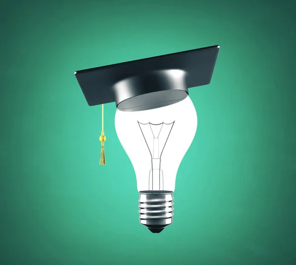 Lightbulb with graduation hat — Stock Photo, Image