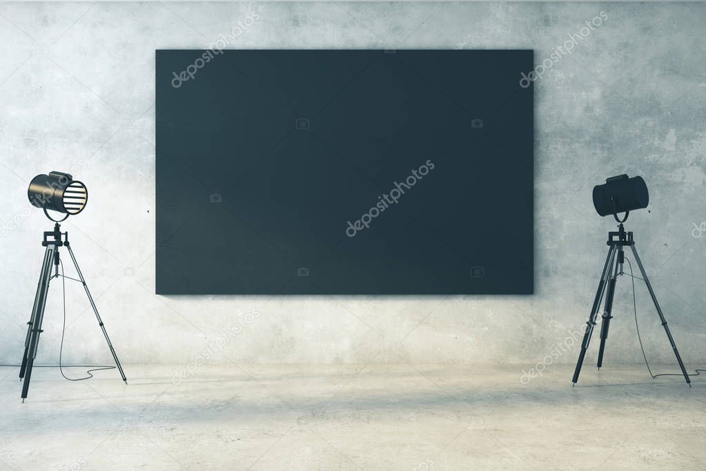 Concrete interior with blackboard