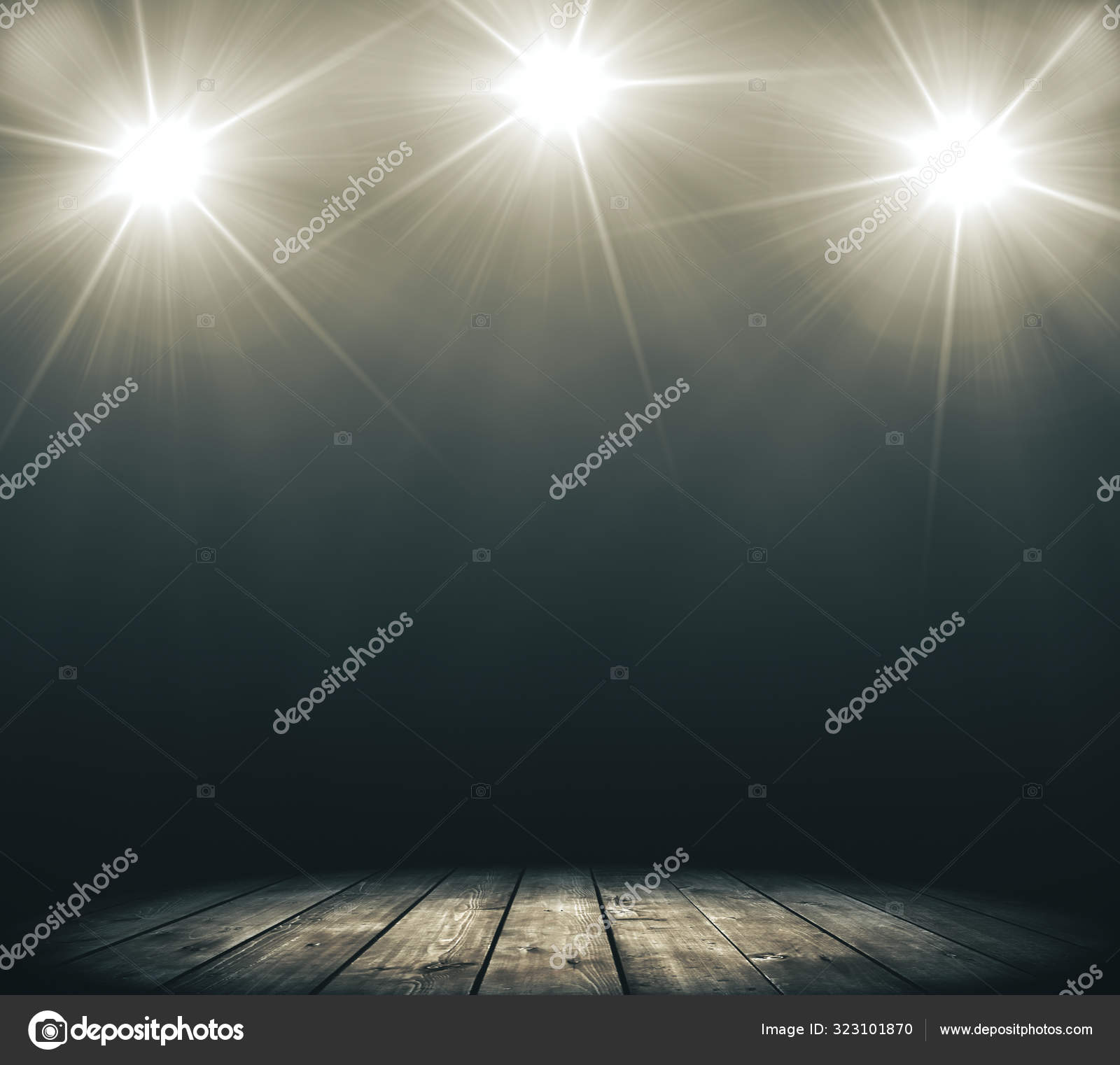 Stage with smoke and spot lights. Stock Photo by ©peshkova 323101870