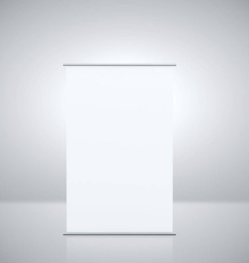 Beyaz odada boş pankart