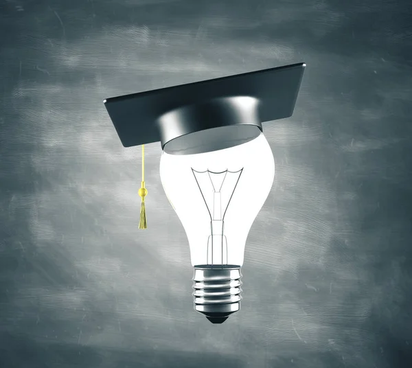 Lamp with graduation hat — Stock Photo, Image