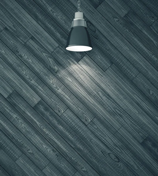 Dřevěná stěna a lampa. — Stock fotografie