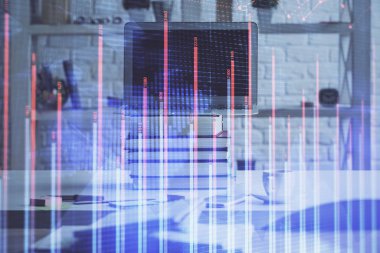 Borsa grafiği ve bilgisayar geçmişi olan tablolar. Çoklu maruz kalma. Mali analiz kavramı.