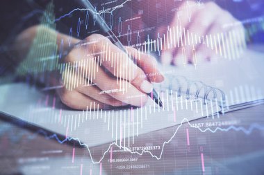 El notları arka plan alarak Forex grafik. Araştırma kavramı. Çift Pozlama