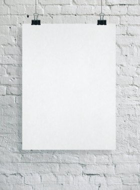 beyaz boş poster duvar üzerinde.