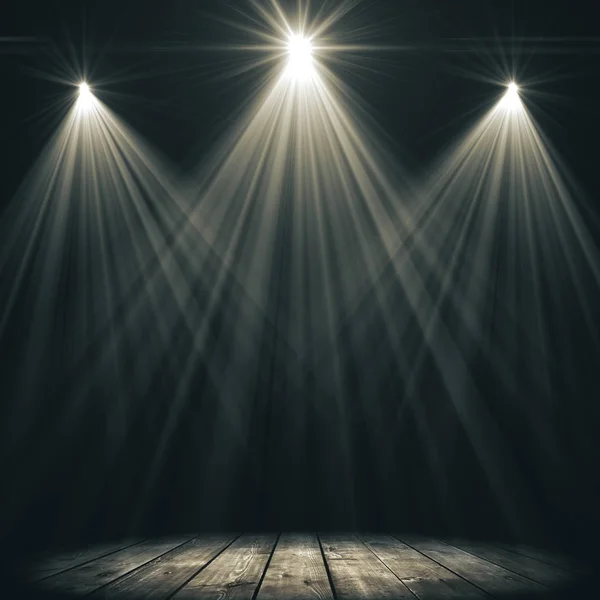 Sötét színpad spot lámpákkal — Stock Fotó